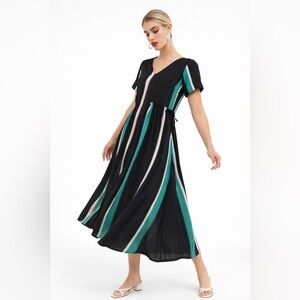2NDDAY Black and Green Dress MIDI Dress